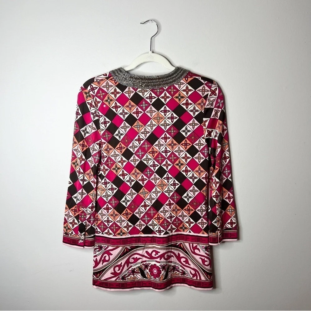 Tory Burch Beaded Silk Tunic Top